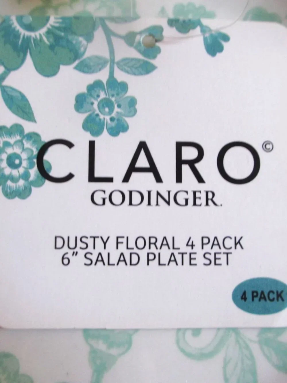 Godinger Dusty Floral Salad Claro Plates 4 x Set Mint Green 6.5